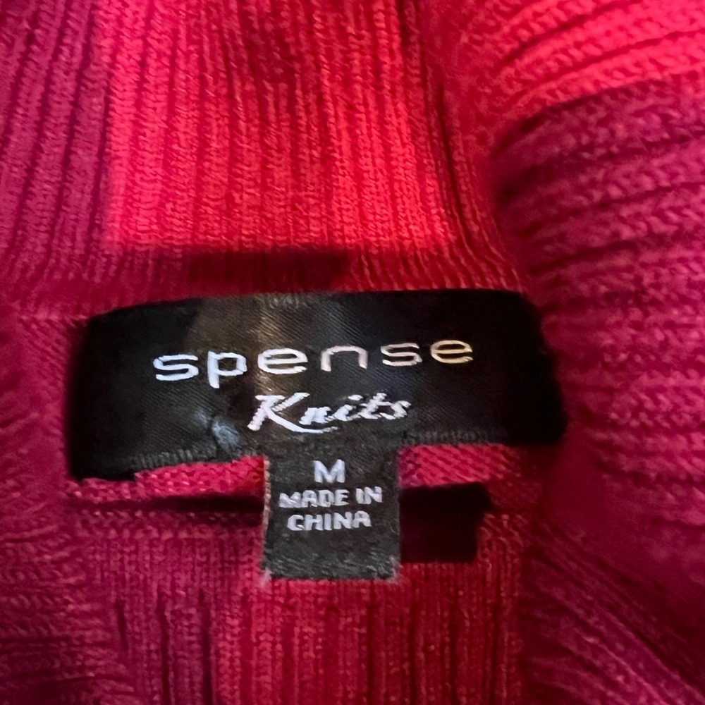 Spense Knits Hot Pink Turtleneck Sweater Long Sleeve Button Cuff Size M L8L01 - Picture 3 of 6